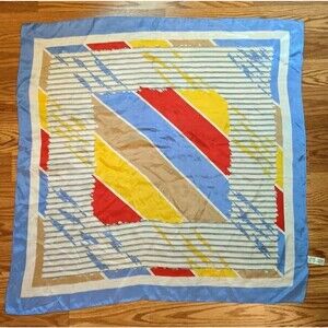 The Luxury of 100% Silk Color Block Stripes Preppy 80's Unique Chic Square Scarf